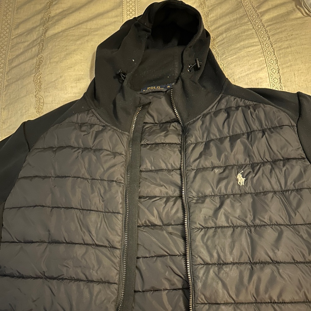 Polo zip up hoodie in black. Size XL.